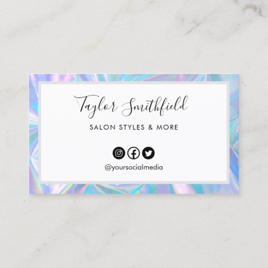 Faux Coeurs Holographiques Carte de fidélité perso (Dos)