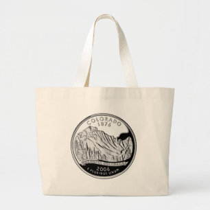 Faux Colorado State Quarter Rocky Mountains Trebes Grote Tote Bag