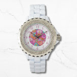 Faux colorées Brodées Florales Élégantes femmes<br><div class="desc">Faux coloré brodé Floral Elegant Womans Watches dispose d'une tendance florale moderne imitation broderie colorée en rose,  violet,  orange,  bleu et jaune. Créé par Evco Studio www.zazzle.com/store/evcostudio</div>
