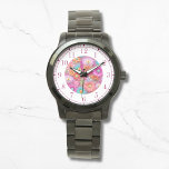 Faux colorées Brodées Florales Élégantes femmes<br><div class="desc">Faux coloré brodé Floral Elegant Womans Watches dispose d'une tendance florale moderne imitation broderie colorée en rose,  violet,  orange,  bleu et jaune. Créé par Evco Studio www.zazzle.com/store/evcostudio</div>