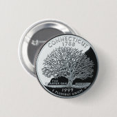 Faux Connecticut State Quarter Charter Eak Tree Ronde Button 5,7 Cm (Voorkant /achterkant)