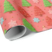 Faux Cookies in Clay Red Christmas Gift Wrap Cadeaupapier (Rol Hoek)