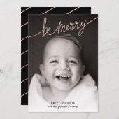 Faux Copper Foil Script Carte photo de vacances (Devant / Derrière)