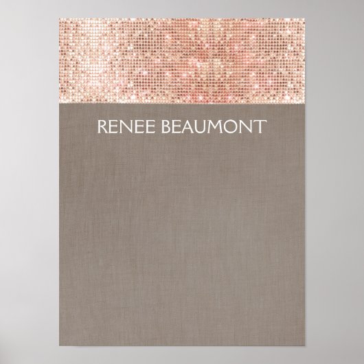 Faux Copper Sequins op Taupe Linen Poster (Voorkant)