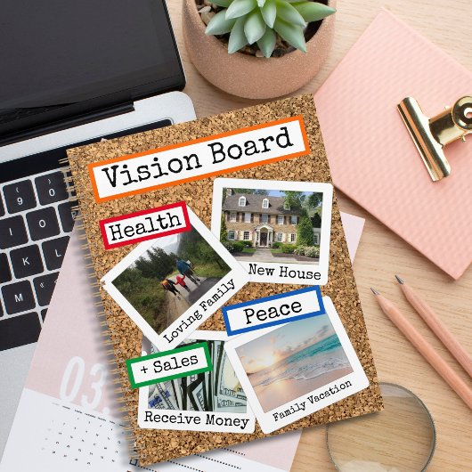 Faux Cork Custom Photo Collage Vision Board Planner
