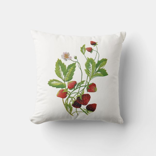 Faux Coussin fraise brodé (Recto)