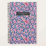 Faux Coutouts Aquarelle Boho Folk Art Inspiré<br><div class="desc">aquarelle rose et bleu découpée motif floral inspiré à l'avant et à l'arrière avec nom à l'intérieur rectangle gris à l'avant.</div>