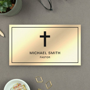 Faux Cream Gold Foil Jesus Christus Cross-pastor Visitekaartje