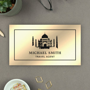 Faux Cream Gold Folie Taj Mahal Reisagent Visitekaartje