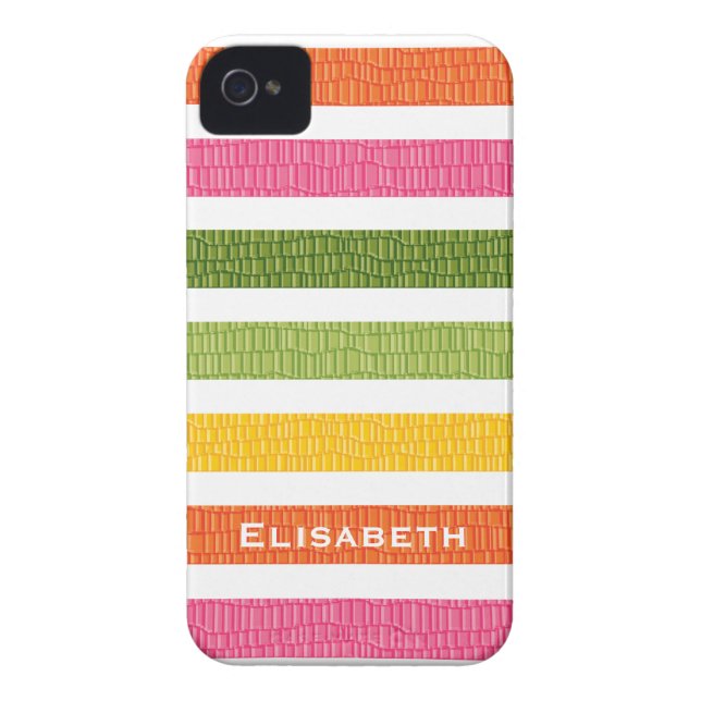 Faux Croc Multi Stripe iPhone 4 Case-Mate Hoesje (Achterkant)