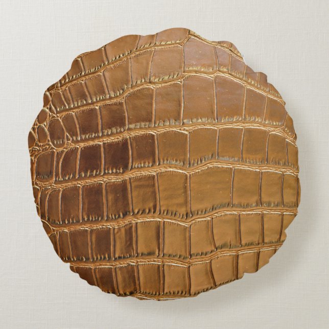 Faux Crocodile Leather Animal Skin Pattern Rond Kussen (Achterkant)