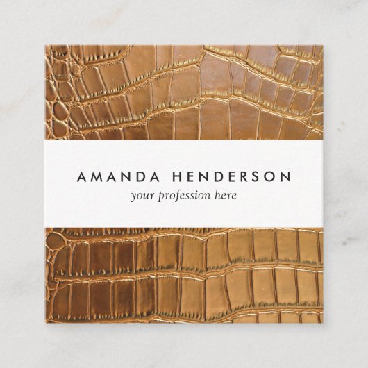 Faux Crocodile Leather Animal Skin Pattern Vierkante Visitekaartje (Voorkant)