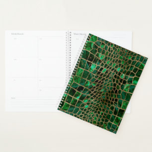 Faux Crocodile texture Malachite and gold Planner