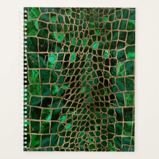 Faux Crocodile texture Malachite and gold Planner (Voorkant)