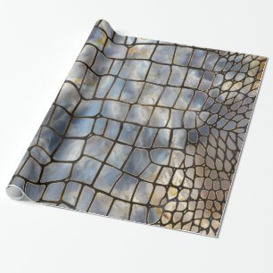 Faux Crocodile texture marmer and gold Cadeaupapier