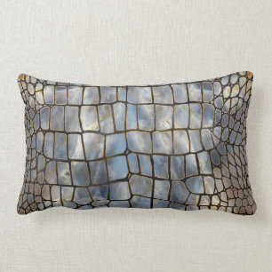 Faux Crocodile texture marmer and gold Kussen
