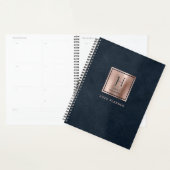 Faux Cuir Bleu Marine Rose Gold Monogram 2025 (Devant avec enveloppe)