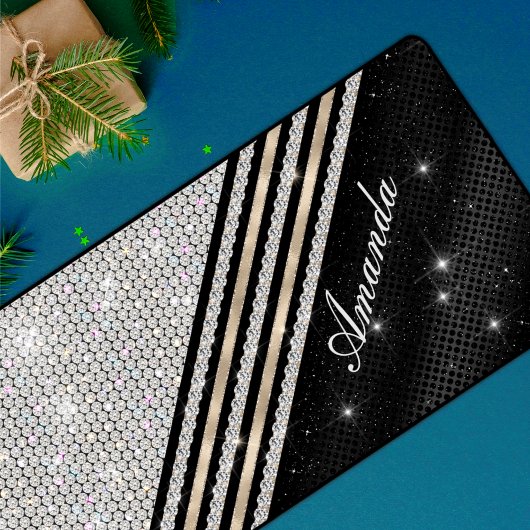 Faux de cristal argent et noir Personnalisé