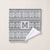 Faux de neige Faux Knit Sweat Motif Monogramme Gri (Gant de toilette)