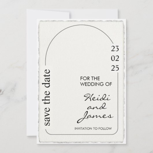 Faux Deckle Edge Paper qr code foto Uitnodigingen (Voorkant)