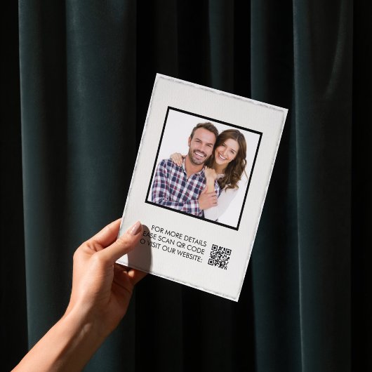 Faux Deckle Edge Papier qr code photo Invitations