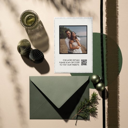 Faux Deckle Edge Papier qr code photo Invitations