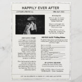 Faux Deckle-Edge zwart-wit krant bruiloft Flyer (Achterkant)