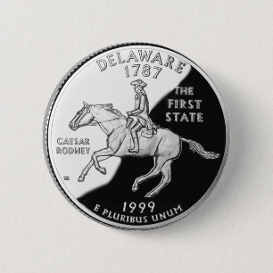 Faux Delaware State Quarter Ronde Button 5,7 Cm