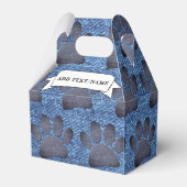Faux Denim Jeans Dog Paw Print Aangepaste naam Bedankdoosjes (Achterkant)