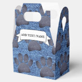 Faux Denim Jeans Dog Paw Print Aangepaste naam Bedankdoosjes (Geopend)