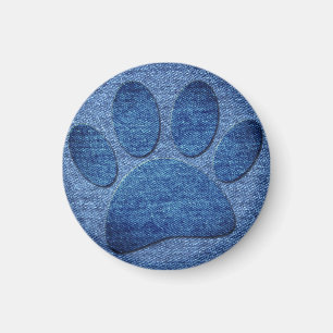 Faux Denim Jeans Dog Paw Print Magneet