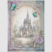 Faux Denim & Lace Fantasy Castle Decoupage Tissuepapier (Voorkant)