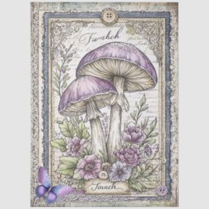 Faux Denim & Lace Fantasy Paddenstoel Decoupage Tissuepapier
