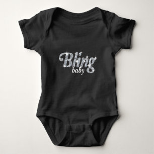 Faux-diamanten op het zwarte tekstontwerp "Bling b Romper