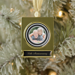 Faux Diamond Lijst Golden Wedding Jubileum Verguld Banner Ornament