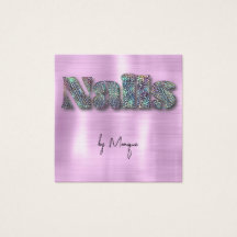 Faux Diamonds Holographic Nails Visitekaartje