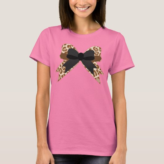 Faux dierenprint strik t-shirt (Voorkant)