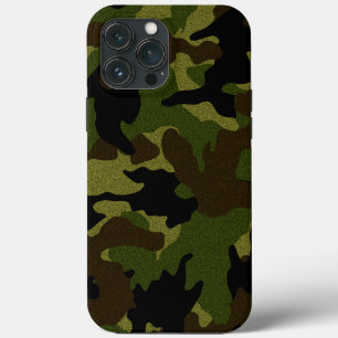 Faux doek groen camo militaire camouflagepatroon iPhone 13 pro max hoesje