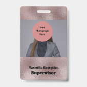 Faux Donker Roze Metallic ID Badge (Voorzijde)