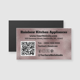 Faux Donkerroze Metallic Magnetisch Visitekaartje