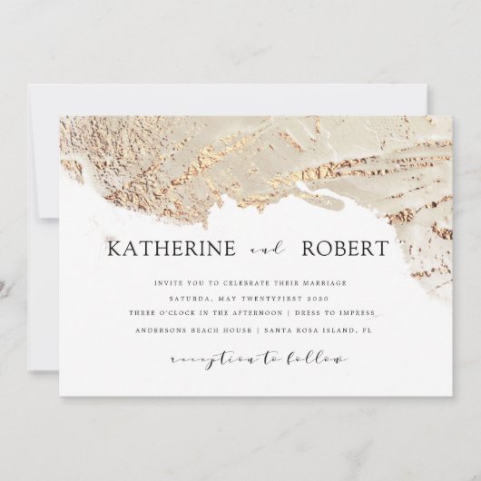 Faux d'or texturé Foil Faire-part de mariage moder (Devant)