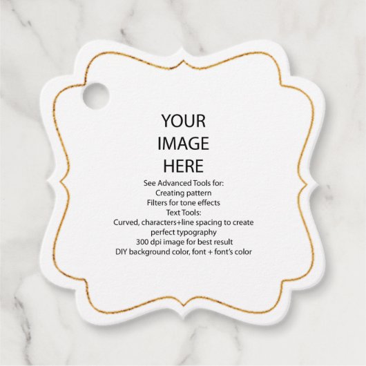 Faux doré Trim, Étiquettes cadeaux carrées fantais (Devant)