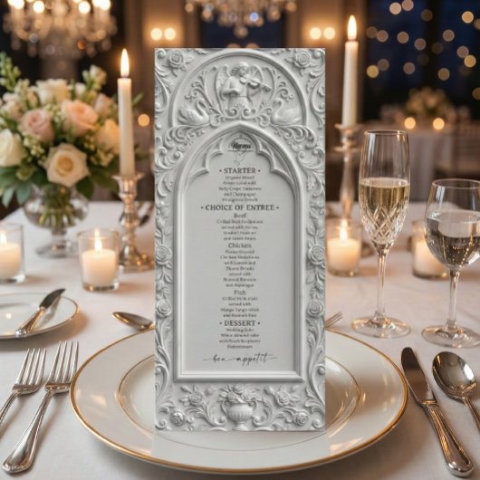 Faux effet pierre 3D Rococo en bas-relief Menu pla