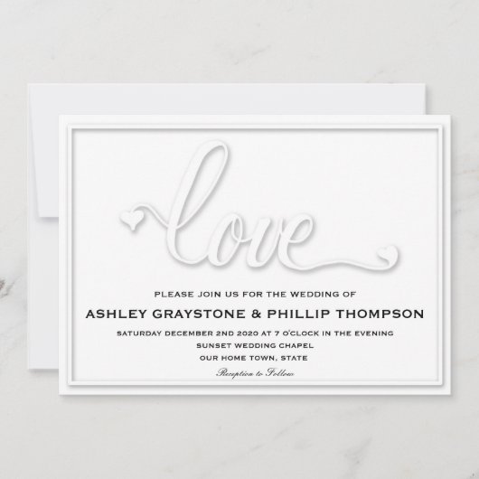 Faux Embossé Love Faire-part de mariage (Devant)