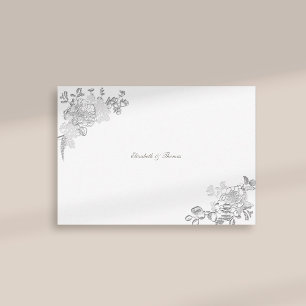 Faux Embossé Peony Formal Chic Mariage Merci