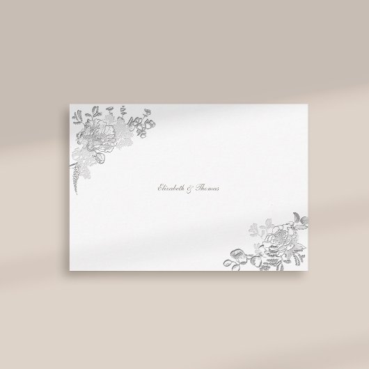Faux Embossé Peony Formal Chic Mariage Merci
