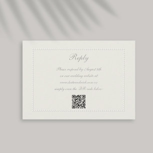 Faux Embossed Beaded Lijst Ecru Reageer Trouwen QR RSVP Kaartje