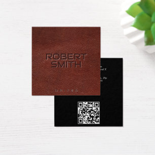 Faux Embossed bruin lederen Visitekaartje