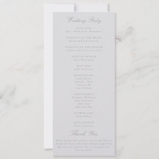 Faux Embossed Coastal Boat Formal Wedmal Programme (Dos)