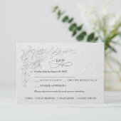 Faux Embossed Floral Wedding RSVP Card (Debout devant)